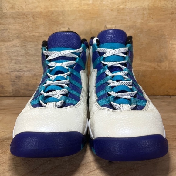 Air Jordan 10 Retro Charlotte Hornets Womens Size 6 (4.5Y) Shoes White Blue - Picture 2 of 8